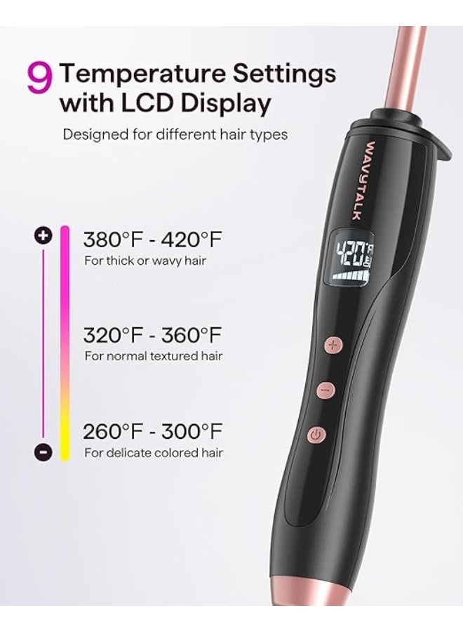 WaveTalk Mini Curling Iron Stick 1cm for Short and Long Hair, Ceramic Barrel with Adjustable Temperature, Heat Resistant Glove Included (Pink) - Image 5