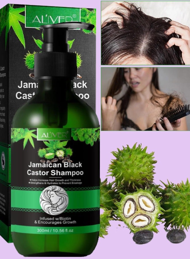 ALIVER 300ml Jamaican Black Castor Oil Shampoo Natural Castor Oil Shampoo for Hair Growth Strengthen and Nourish Thin and Dry Hair Restore Damaged Hair Loss Hair Castor Oil Shampoo - Image 1