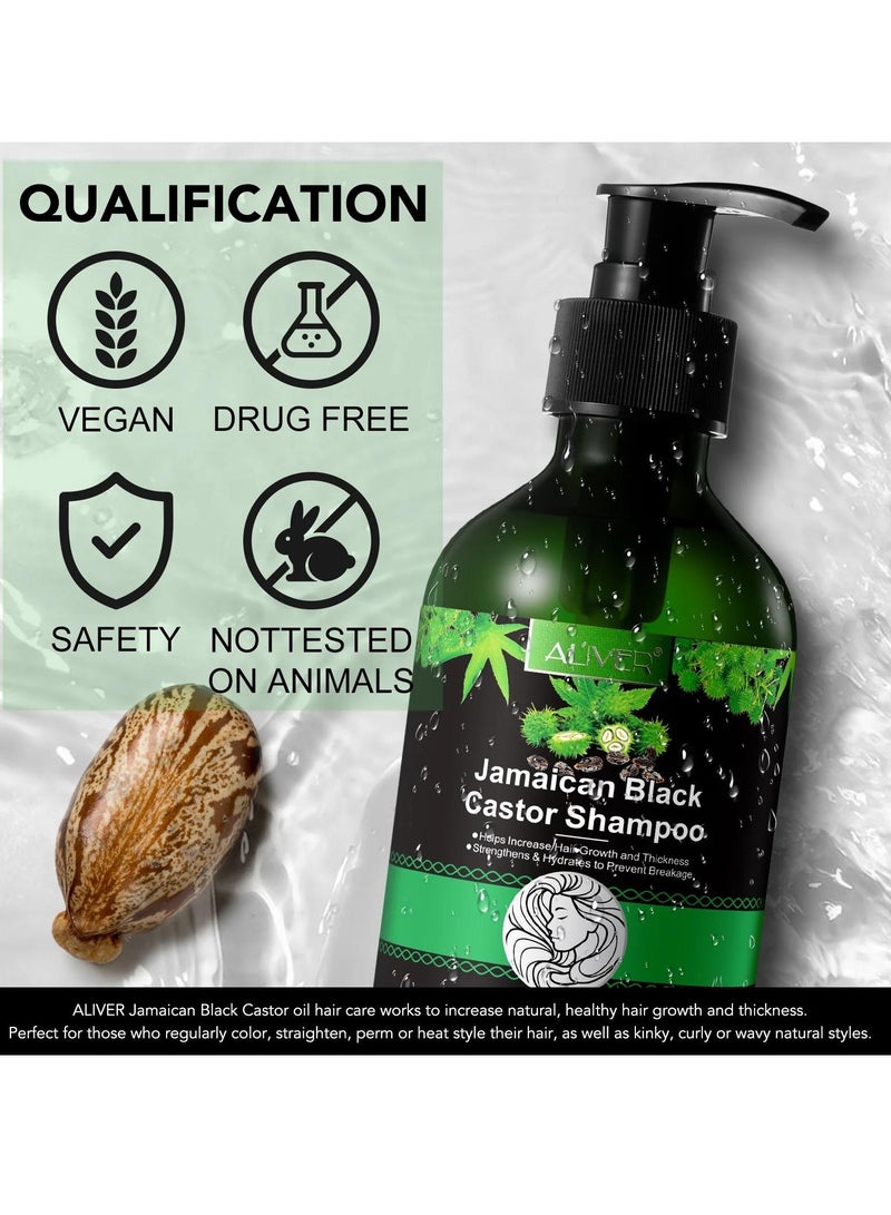 ALIVER 300ml Jamaican Black Castor Oil Shampoo Natural Castor Oil Shampoo for Hair Growth Strengthen and Nourish Thin and Dry Hair Restore Damaged Hair Loss Hair Castor Oil Shampoo - Image 4
