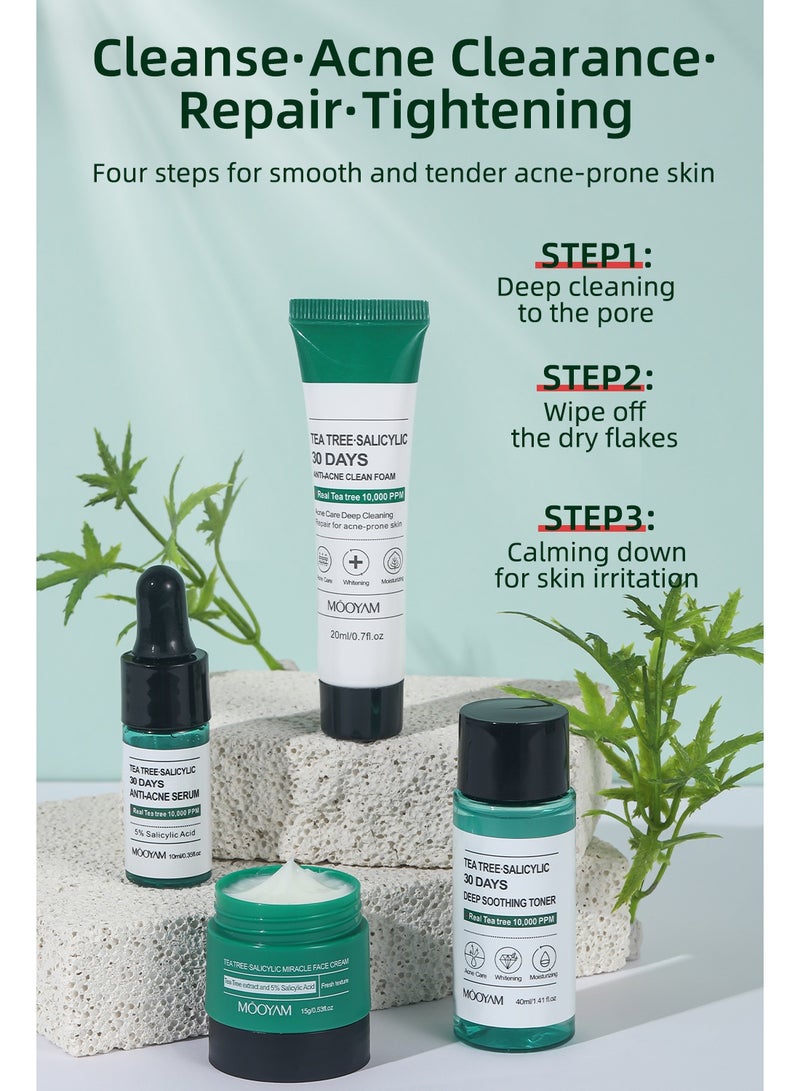 MOOYAM Tea Tree Salicylic 30 Days Anti Acne Kit 4 Pcs Set(Toner 40ml+Serum 10ml+Cream 15g+ Foam 20ml) - Image 3