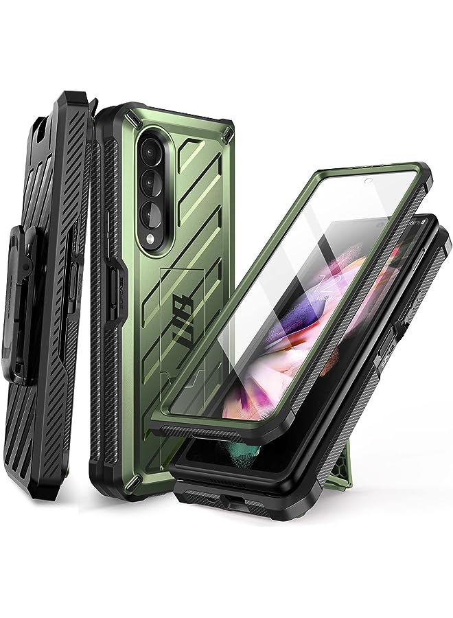 SupCase Unicorn Beetle Case for Galaxy Z Fold 3 5G (2021), Rugged Belt Clip Shockproof Protective Case with Built-in Screen Protector & Kickstand (Guldan) - Image 1