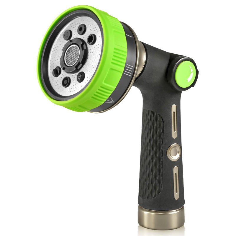 RAINPOINT Hose Sprayer Nozzle Heavy Duty - 8 Spray Patterns Garden Hose Nozzle with Adjustable Flow Control for Watering Plants, Washing Cars,Washing Pets, Thumb Control (Green) - Image 1
