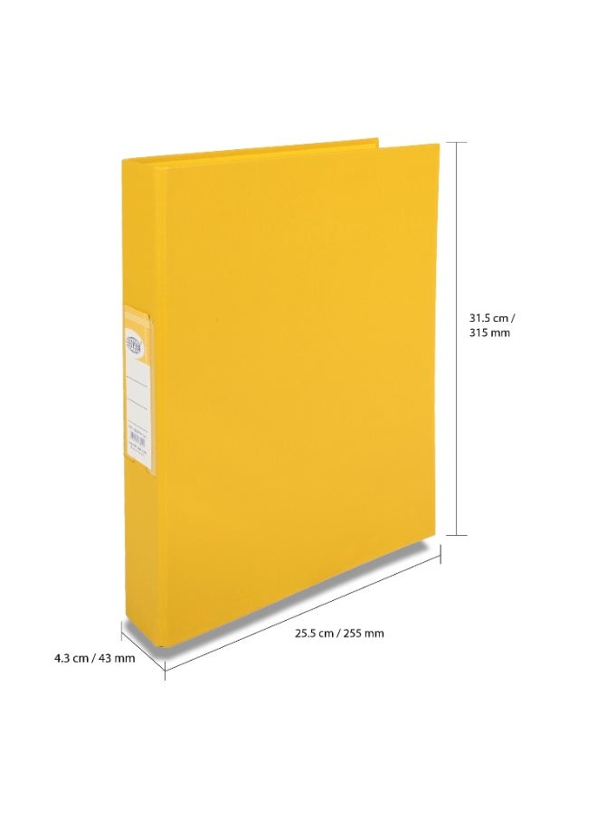 FIS PP Ring Binder, A4 Size(210x297), 2[O]Ring Type, 25mm Ring Size, 42mm Spine Size with PVC Pocket in Spine for Label Design, Packet of 10 Pieces Per Box, Yellow Color-FSBDPPA4YL10  - Image 5
