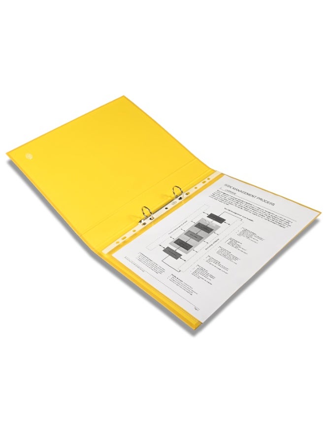 FIS PP Ring Binder, A4 Size(210x297), 2[O]Ring Type, 25mm Ring Size, 42mm Spine Size with PVC Pocket in Spine for Label Design, Packet of 10 Pieces Per Box, Yellow Color-FSBDPPA4YL10  - Image 4