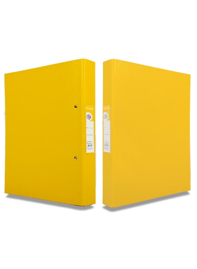 FIS PP Ring Binder, A4 Size(210x297), 2[O]Ring Type, 25mm Ring Size, 42mm Spine Size with PVC Pocket in Spine for Label Design, Packet of 10 Pieces Per Box, Yellow Color-FSBDPPA4YL10  - Image 2