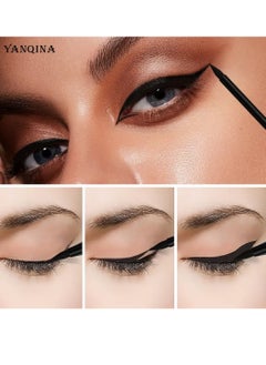 YANQINA Eyeliner Along Slip Waterproof Eyeliner Makeup with Lock Color Essence Fine Plus Along Slip Eyeliner Soft Pen Head Eyeliner Pencil Waterproof Cool Black Paste Eyeliner Makeup  - Image 3