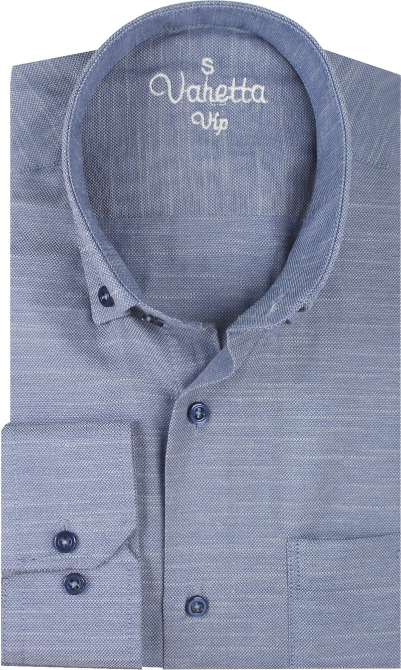 فاريتا Men's Blue Purple Plain Long Sleeve Cotton Linen Effect Pocket Collar Button Shirt