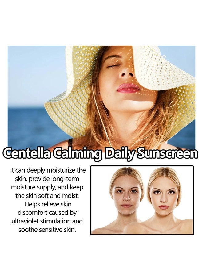 Hoygi - Centella Face Sunscreen ,Calming Moisture Daily Sunscreen SPF 50+ PA++++, Facial Sunscreen for Women, Water-fit Sun Serum No White Cast 60ml - Image 1