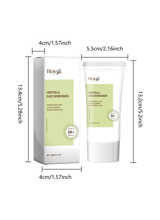 Hoygi - Centella Face Sunscreen ,Calming Moisture Daily Sunscreen SPF 50+ PA++++, Facial Sunscreen for Women, Water-fit Sun Serum No White Cast 60ml - Image 1