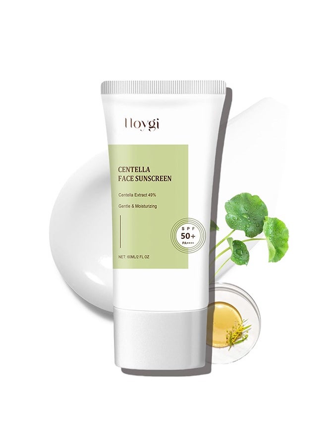 Hoygi - Centella Face Sunscreen ,Calming Moisture Daily Sunscreen SPF 50+ PA++++, Facial Sunscreen for Women, Water-fit Sun Serum No White Cast 60ml - Image 1