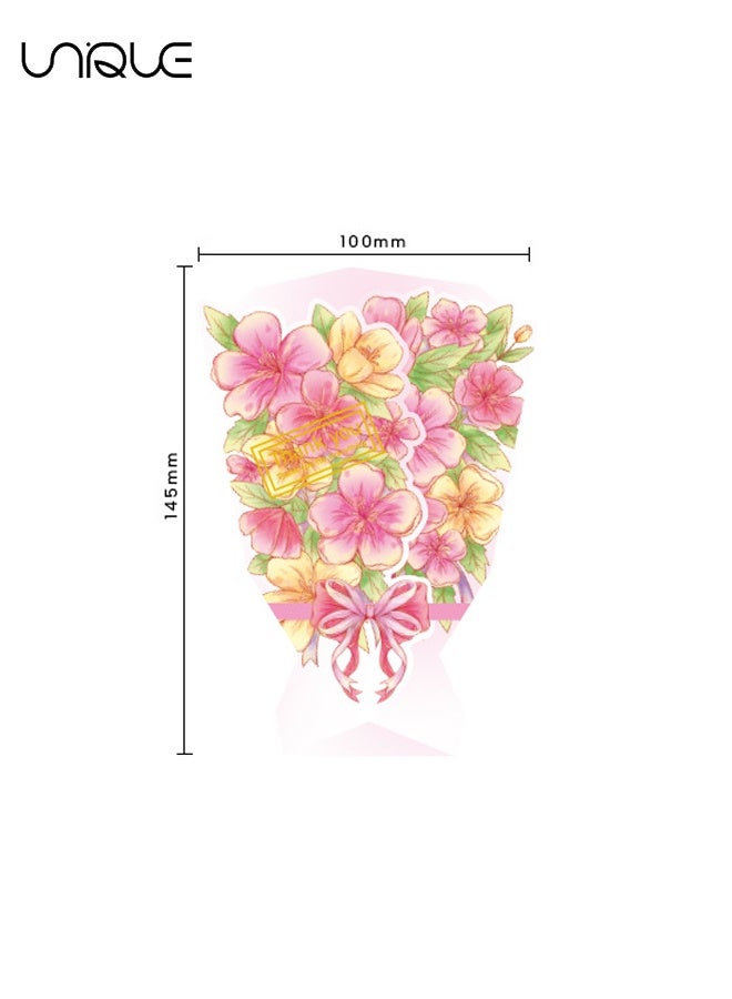 Unique 6 Sheets 3D Flower Bouquet Bow Greeting Card - Foldable Bouquet Blank Greeting Card - 6 Styles - Flower Message Card - Suitable for Greeting Cards for Warious Holidays - Can Be Given to Teachers, Friends, Classmates, Colleagues, Etc - Image 2