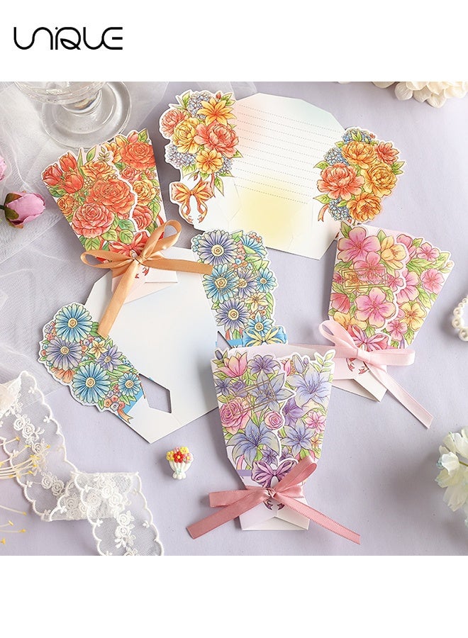 Unique 6 Sheets 3D Flower Bouquet Bow Greeting Card - Foldable Bouquet Blank Greeting Card - 6 Styles - Flower Message Card - Suitable for Greeting Cards for Warious Holidays - Can Be Given to Teachers, Friends, Classmates, Colleagues, Etc - Image 4