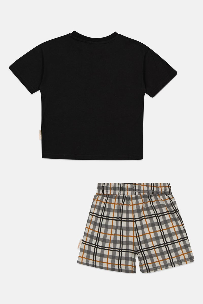 Fudo Lounge By Fudo Toddlers Boy 2 Pieces Windowpane T-Shirt And Shorts Pyjama Set, Multicolor - Image 3