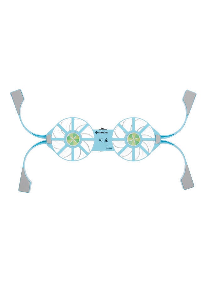 NIBEMINENT DR-S01 Laptop Folding Portable Cooling Pad USB Powered Light Effect With Double Fans Stand Blue  - Image 1