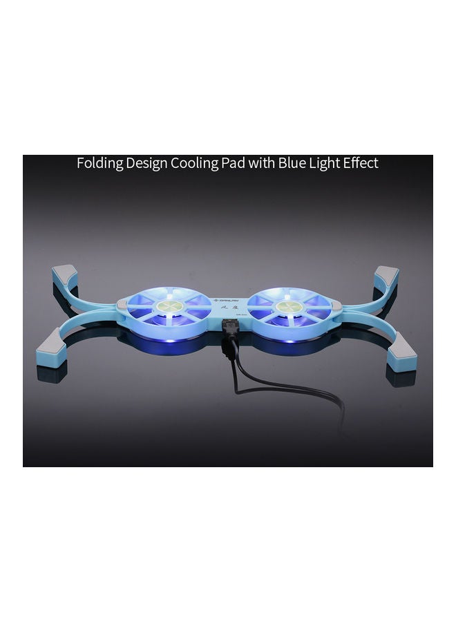 NIBEMINENT DR-S01 Laptop Folding Portable Cooling Pad USB Powered Light Effect With Double Fans Stand Blue  - Image 4