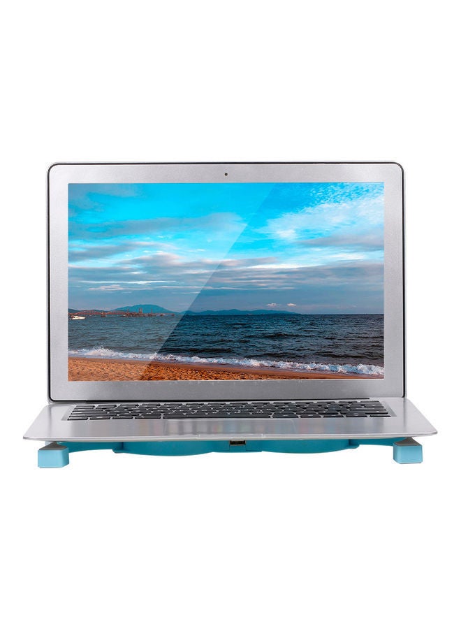 NIBEMINENT DR-S01 Laptop Folding Portable Cooling Pad USB Powered Light Effect With Double Fans Stand Blue  - Image 5