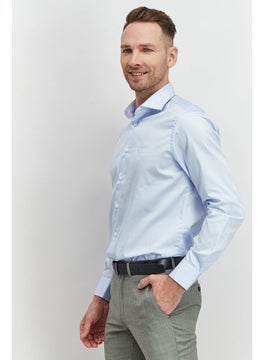 roberto cavalli Men Slim Fit Logo Long Sleeve Dress Shirt, Light Blue  - Image 4