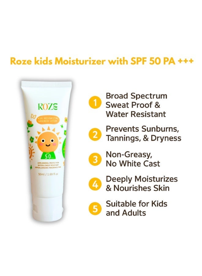 Roze Kids Moisturizer with SPF 50| Non greasy | No white cast | kids & adults - Image 3