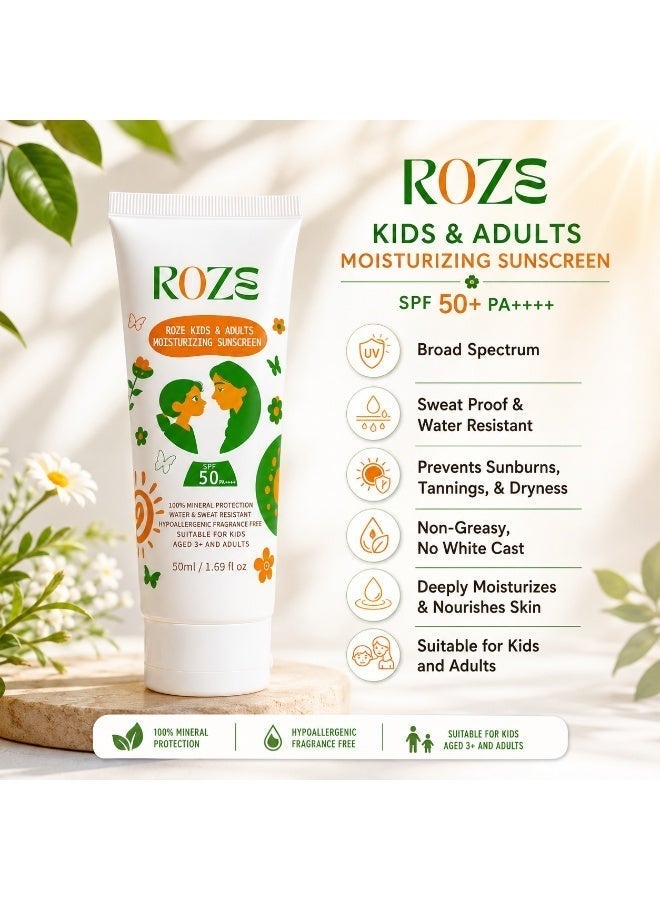Roze Kids Moisturizer with SPF 50| Non greasy | No white cast | kids & adults - Image 3