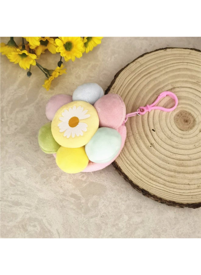 Cute Candy Color Smile Sunflower Plush Pendant Girl's Heart Creative Coin Purse Flower School Bag Hanging Gifts