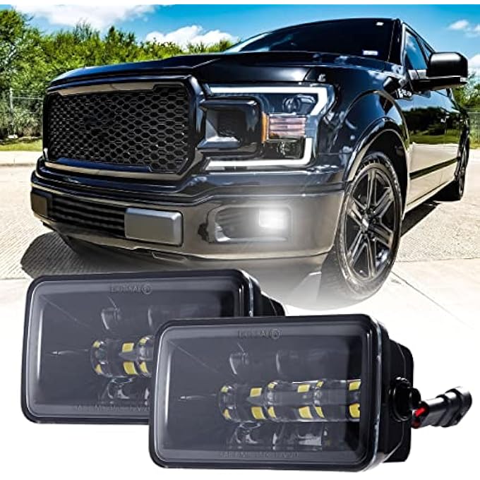 XPCTD مصابيح ضباب LED مستطيلة مقاس 4 بوصات إصدار جديد لعام 2019 لسيارة فورد F150 موديل 2015 و2016 و2017 و2018 و2019 Super Duty 2017 و2018 معتمدة من وزارة النقل - Image 2