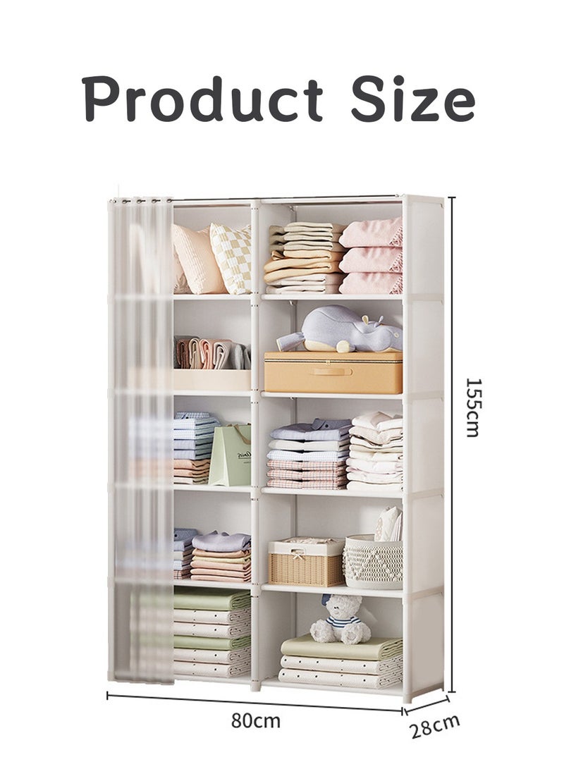LEOKOR Portable Wardrobe Clothes Storage Closet, Clothes Storage Cabinet with Curtain, Storage Organizer Shelves for Bedroom, Quick and Easy to Assemble, Extra Strong and Durable - Image 4
