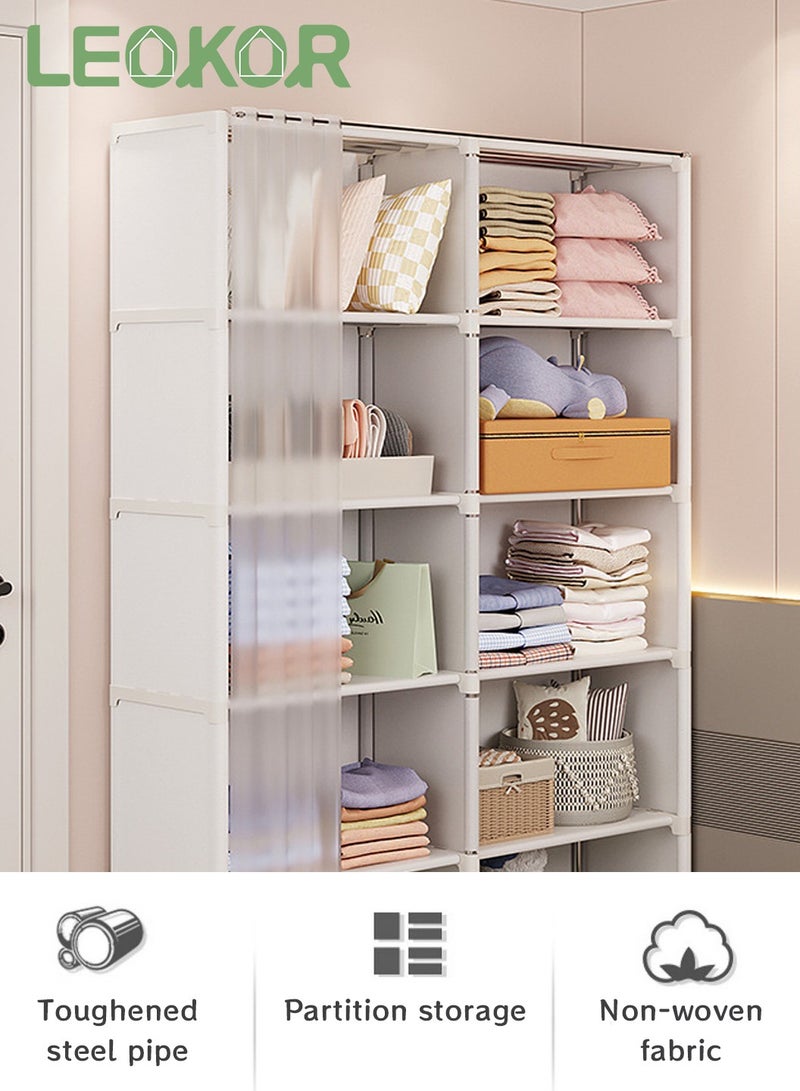 LEOKOR Portable Wardrobe Clothes Storage Closet, Clothes Storage Cabinet with Curtain, Storage Organizer Shelves for Bedroom, Quick and Easy to Assemble, Extra Strong and Durable - Image 5