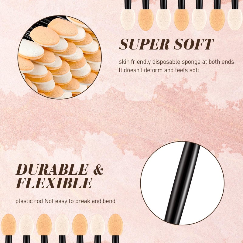 Mifoci 1000 Pcs Eyeshadow Applicators, Disposable Dual Sides Eye Shadow Sponge Applicators, Eyeshadow Brush for Lady Women Makeup Daily Beauty(Black) - Image 3