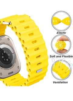 Generic Apple Watch Ocean Band 49mm 45mm 44mm 42mm Soft Silicone Yellow  - Image 2