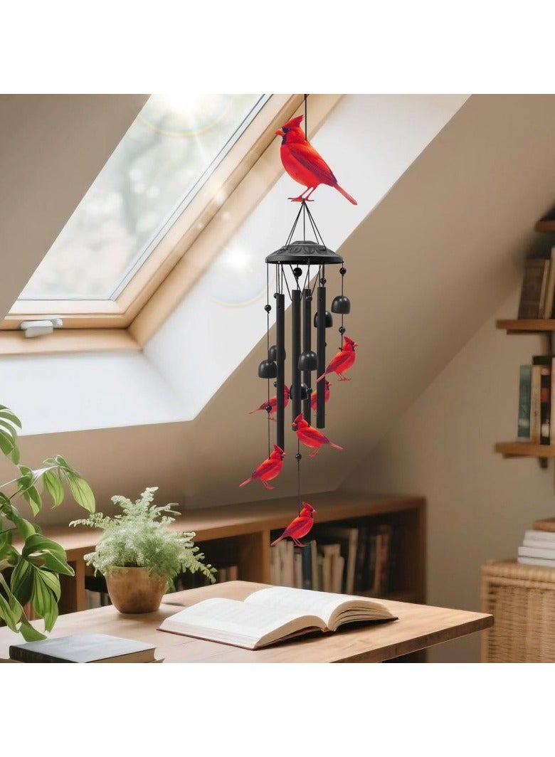عام نوّاشة طائر الكاردينال الأحمر - زينة معدنية مبتكرة للحدائق Outdoor والفساحات. قطعة ديكور معلقة رائعة للشرفات والباحات، وتُشكّل هدية عيدية مميزة - Image 5