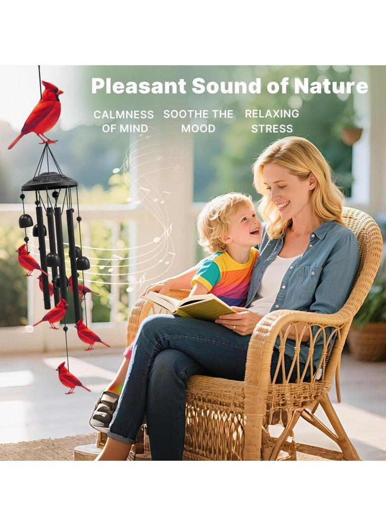 عام نوّاشة طائر الكاردينال الأحمر - زينة معدنية مبتكرة للحدائق Outdoor والفساحات. قطعة ديكور معلقة رائعة للشرفات والباحات، وتُشكّل هدية عيدية مميزة - Image 2