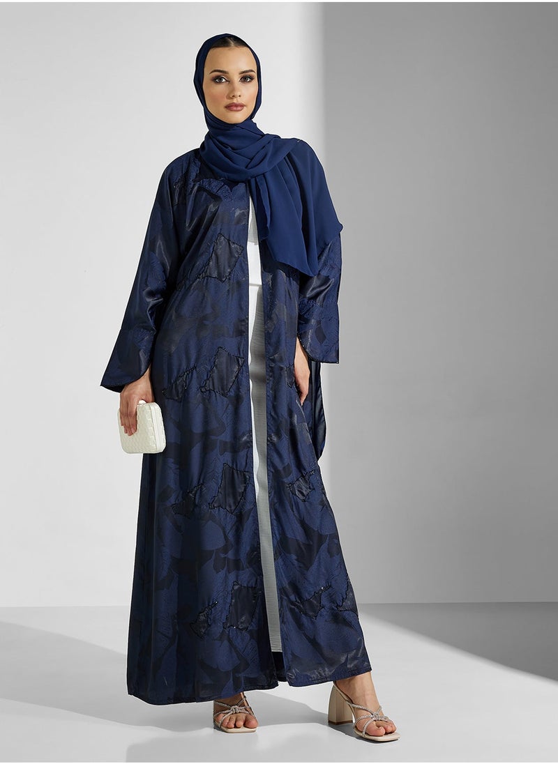 hayas closet V-Neck Embroidered Flared Sleeve Abaya  - Image 1