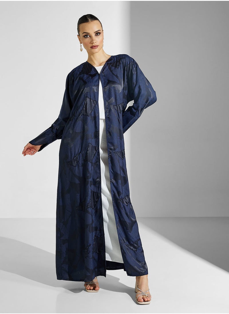 hayas closet V-Neck Embroidered Flared Sleeve Abaya  - Image 5
