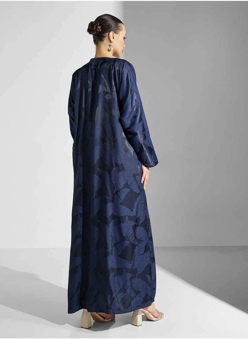 hayas closet V-Neck Embroidered Flared Sleeve Abaya  - Image 2
