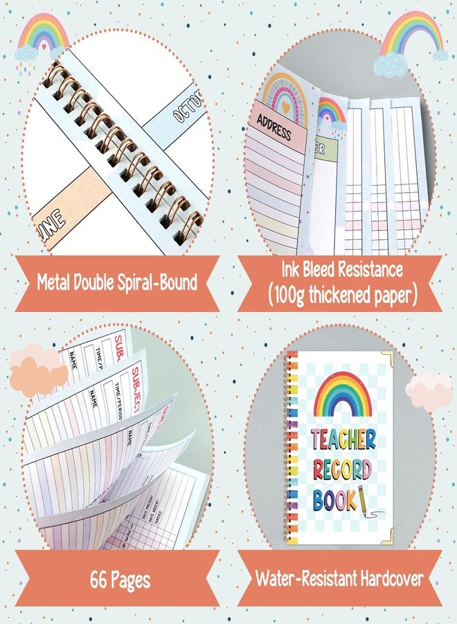 Dapsang Teacher Record Book Spiral Bound Teacher Grade Book with Metal Corner Protector, 100gsm Thick Paper, Waterproof Thick Cover, Favors Gift Gradebook for Teachers Double-Sided Color Printing 8.3''x11.4'' - Image 5