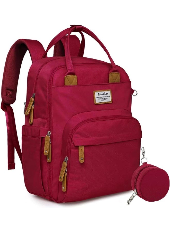 RUVALINO Diaper Bag Backpack, Multifunction Travel Pack Maternity Baby Changing Bags, Large Capacity, Waterproof, Purplish Red - Image 1