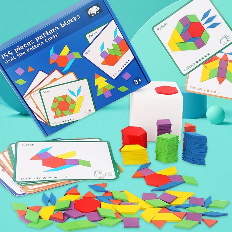 Mosaic Three-Dimensional Puzzle Puzzle Kindergarten Thinking Training Focus On Matching Building Block Quality Shape Color Recognition - Image 1