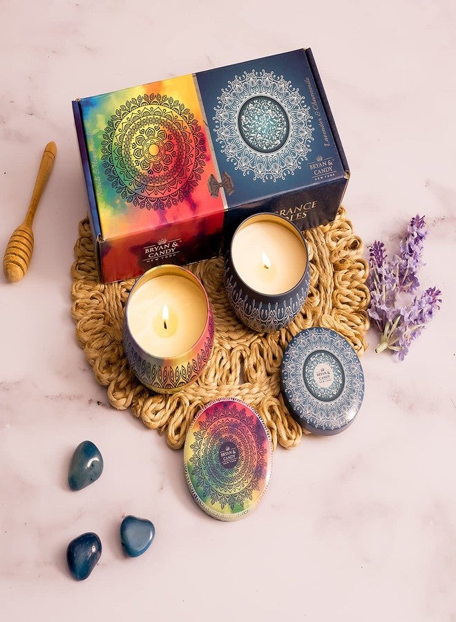 بريان & كاندي شموع بريان آند كاندي المعطرة في علب معدنية: زهر البرتقال والعسل | الخزامى والبابونج، 100 غرام لكل شمعة، مصنوعة من شمع الصويا، صديقة للبيئة، علبة معدنية مطبوعة - Image 5