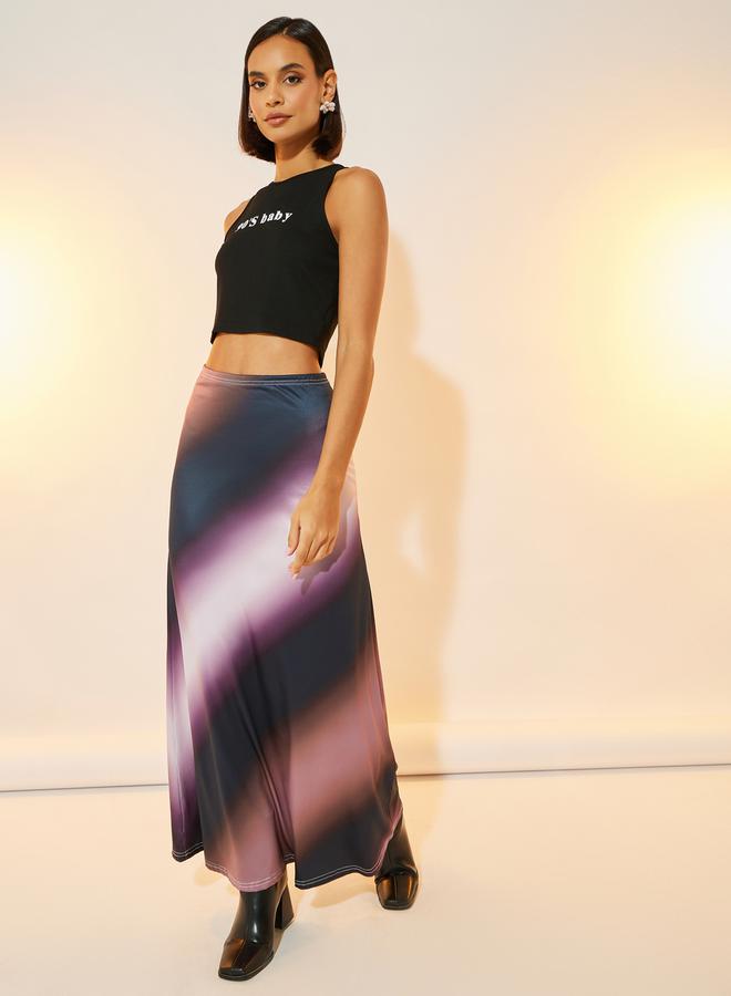 Take Two 90's Baby Slogan Crop Tank & Ombre Print Skirt Co-Ords  - Image 1