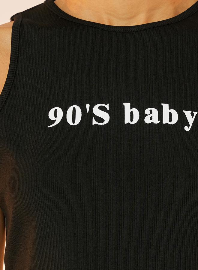 Take Two 90's Baby Slogan Crop Tank & Ombre Print Skirt Co-Ords  - Image 3