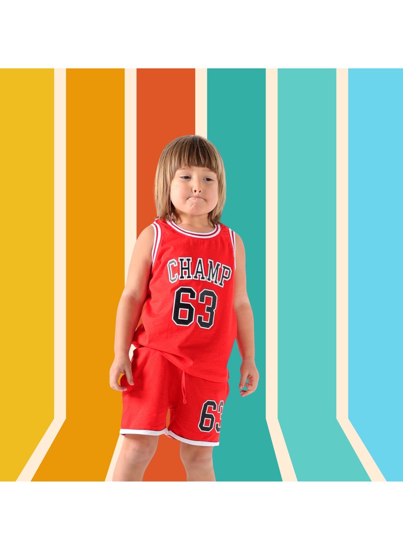 AIKO-Kids Sports 2Pc Set-RED-7-8Y - Image 2