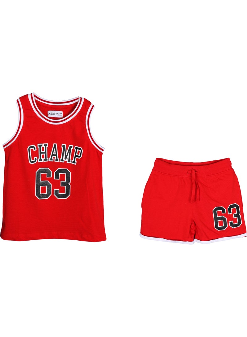 AIKO-Kids Sports 2Pc Set-RED-7-8Y - Image 3