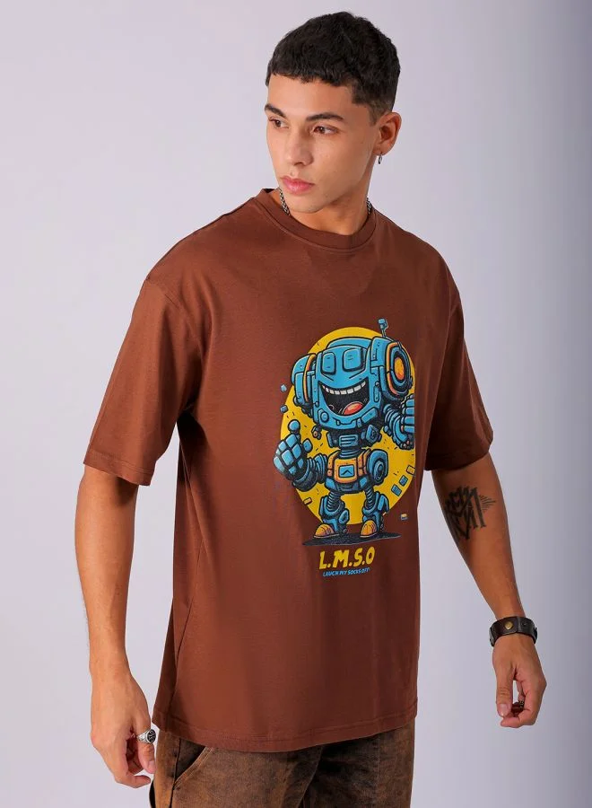 ذا انديان كراج كو Men Boxy Oversized Placement Print Round Neck Tshirt