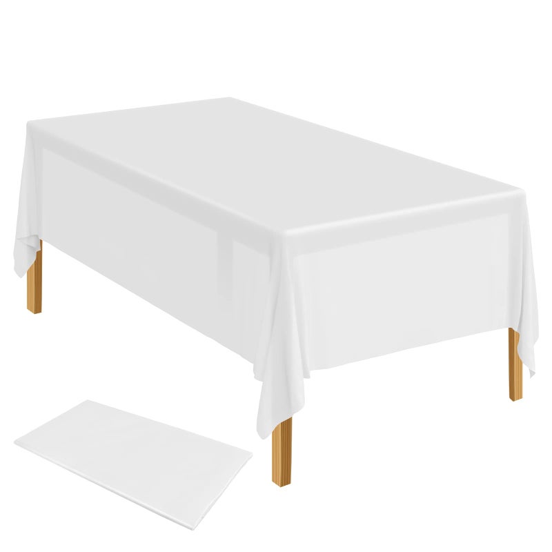 ELECLAND Plastic Table Cover  137 x 274 cm Rectangle White Tablecloth for IndoorOutdoor Wedding Birthday Party Decorations