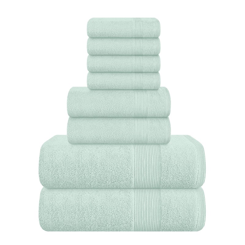 Belizzi Home Belizzi Home 8 Piece Towel Set 100 Ring Spun Cotton 2 Bath Towels 27x54 2 Hand Towels 16x28 and 4 Washcloths 13x13  Ultra Soft Highly Absorbent Machine Washable Hotel Spa Quality  Sea Green 