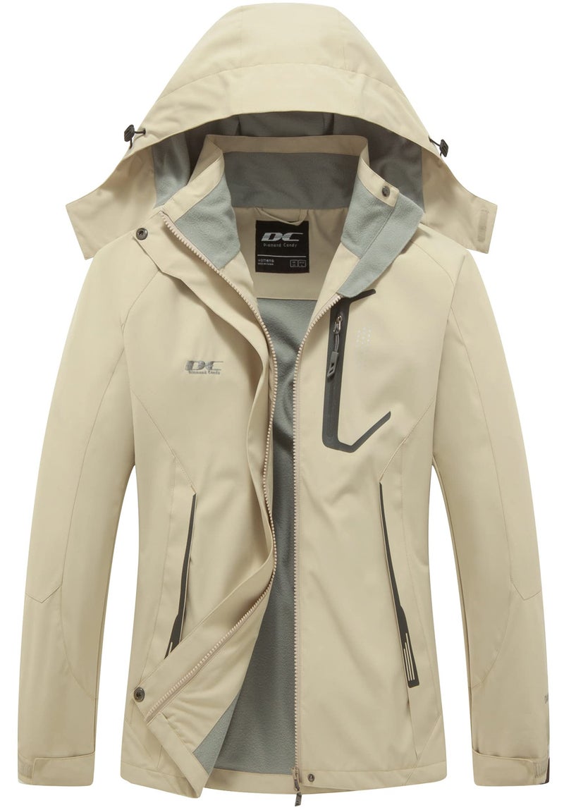 Diamond Candy Women's Waterproof Rain Jacket with Hood Lightweight Outdoors Raincoat Khaki XXL - Image 1
