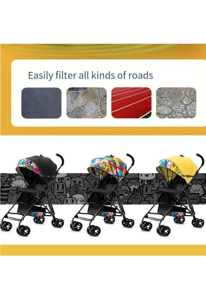 PENG GENERAL - Baby Stroller, Folding Compact Travel Stroller, Small Children's Stroller with Adjustable Backrest, Footrest, Storage Basket and Extra-Large Canopy Cup Holder Black Big - Image 1