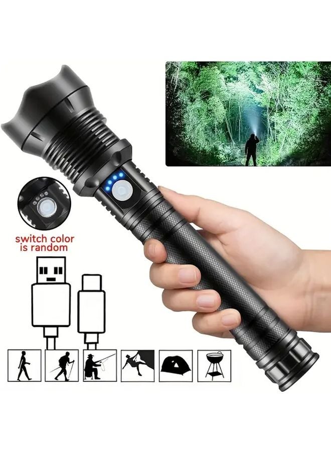 USB Rechargeable Zoomable Flashlight Ultra Bright Long Range Beam For Camping Hiking Emergency - Image 1