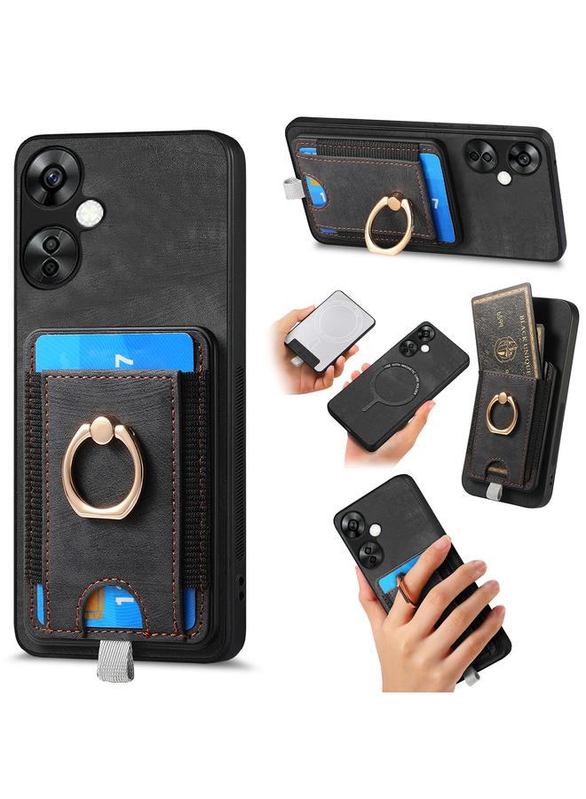 اس-توب جراب هاتف OnePlus Nord CE3 Lite بتصميم كلاسيكي مع حقيبة بطاقات مغناطيسية قابلة للفصل من الجلد - Image 1