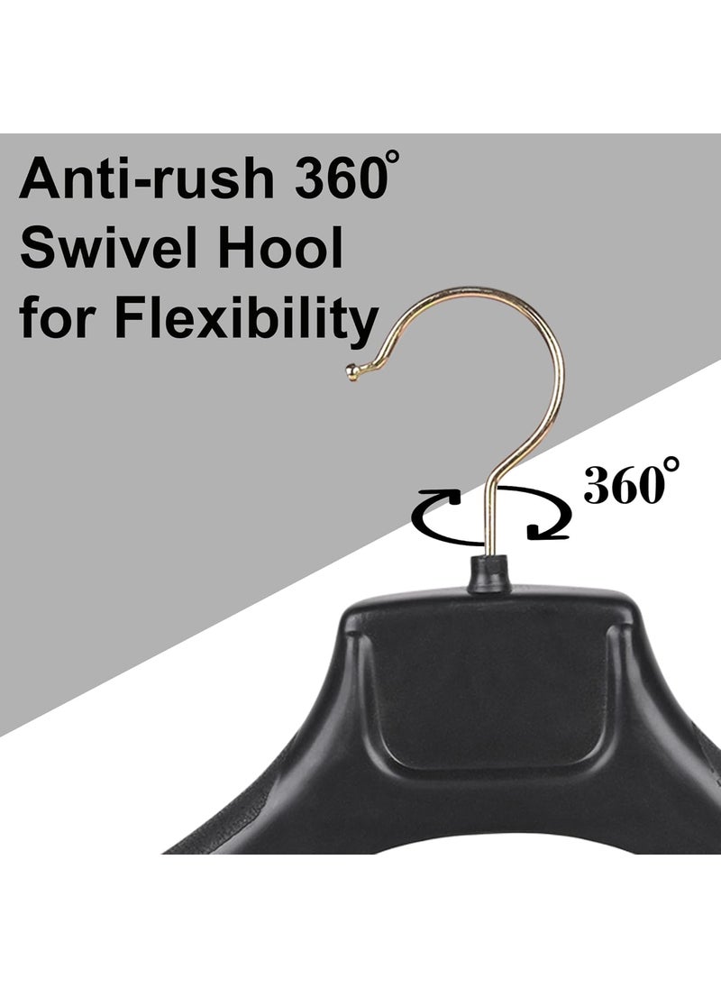 ROLLYWARE ROLLYWARE Unique Design Plastic Coat Hanger with Locking Bar for Clothes Wardrobe Coat Sarees PantsClothes Locking Bar Hanger Pack of Black 3  - Image 5